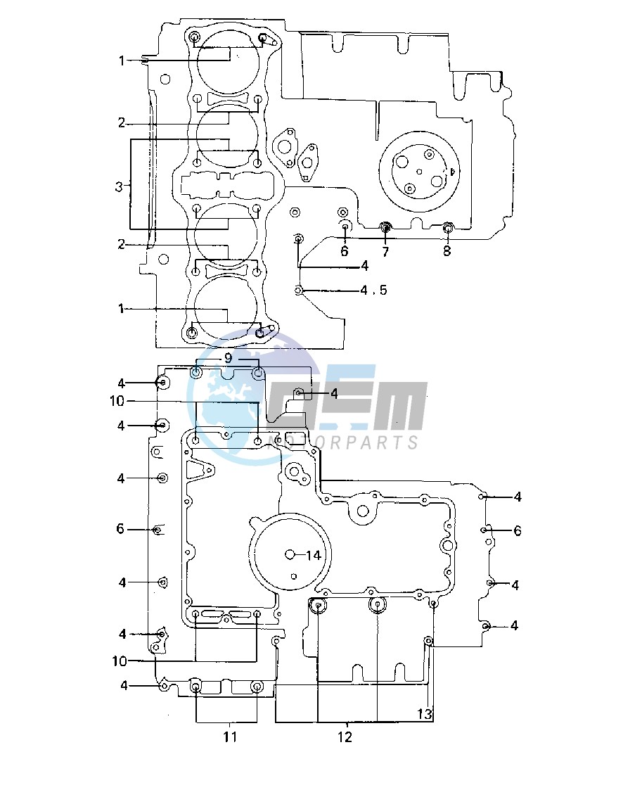 CRANKCASE BOLT & STUD PATTER -- 77-78 A1_A2_A2A- -