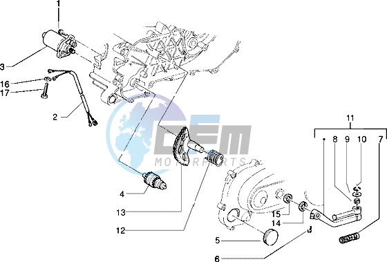 Starting motor-starter lever