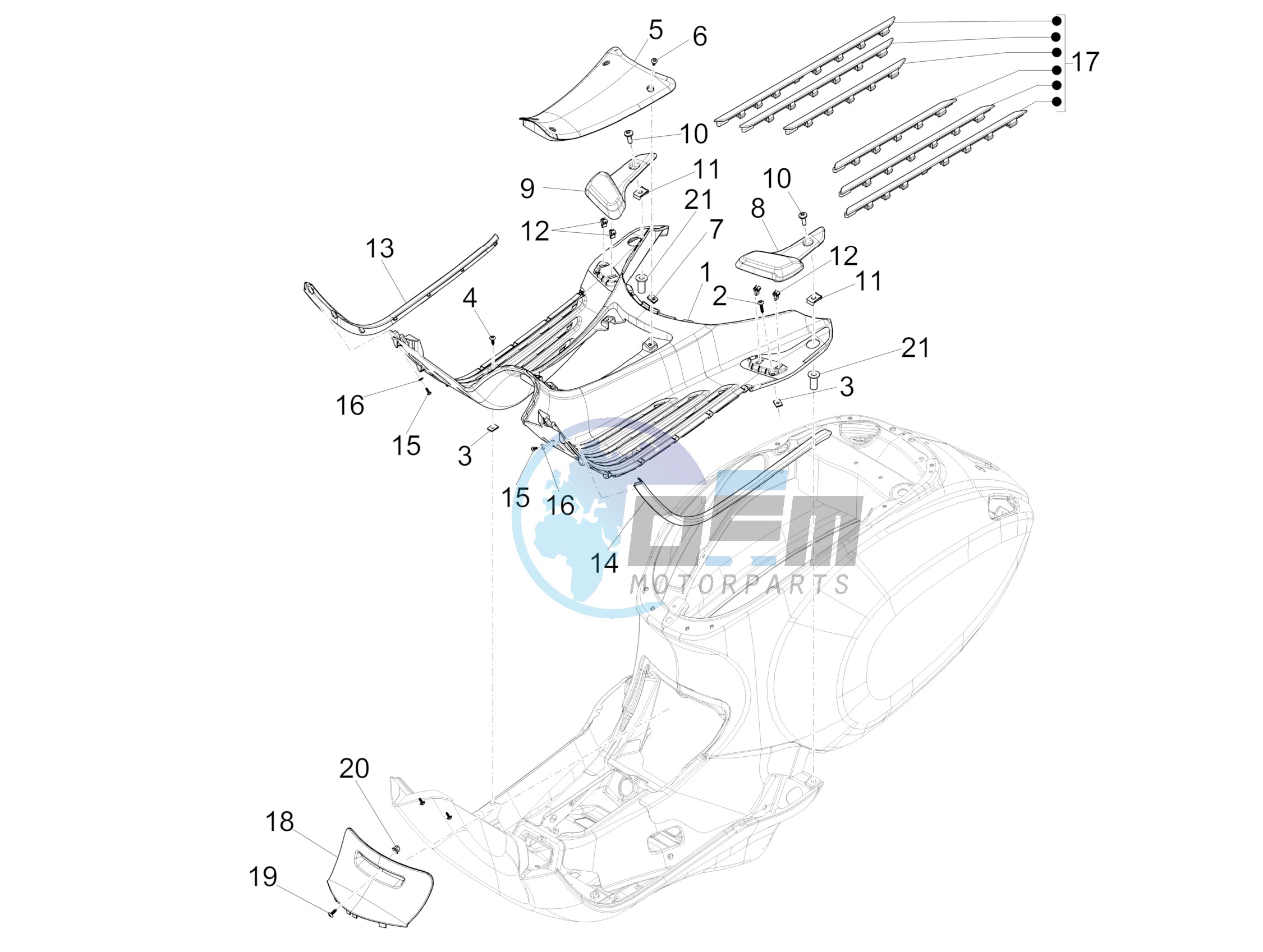 Central cover - Footrests