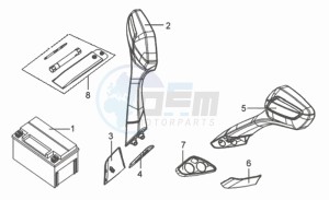 GTS250 INJECTION drawing MIRRORS L / R / BATTERY