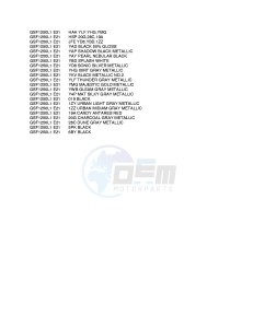 GSF1250 (E21) Bandit drawing * COLOR CHART *