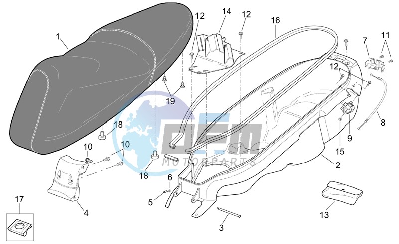 Saddle and helmet compartment