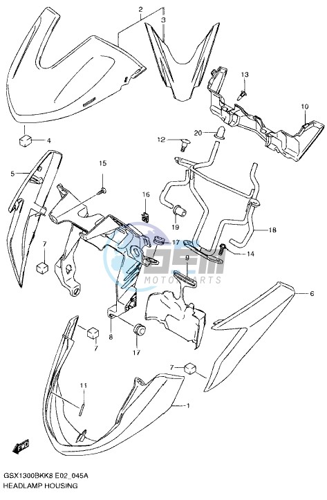 HEADLAMP HOUSING (MODEL K8/K9)