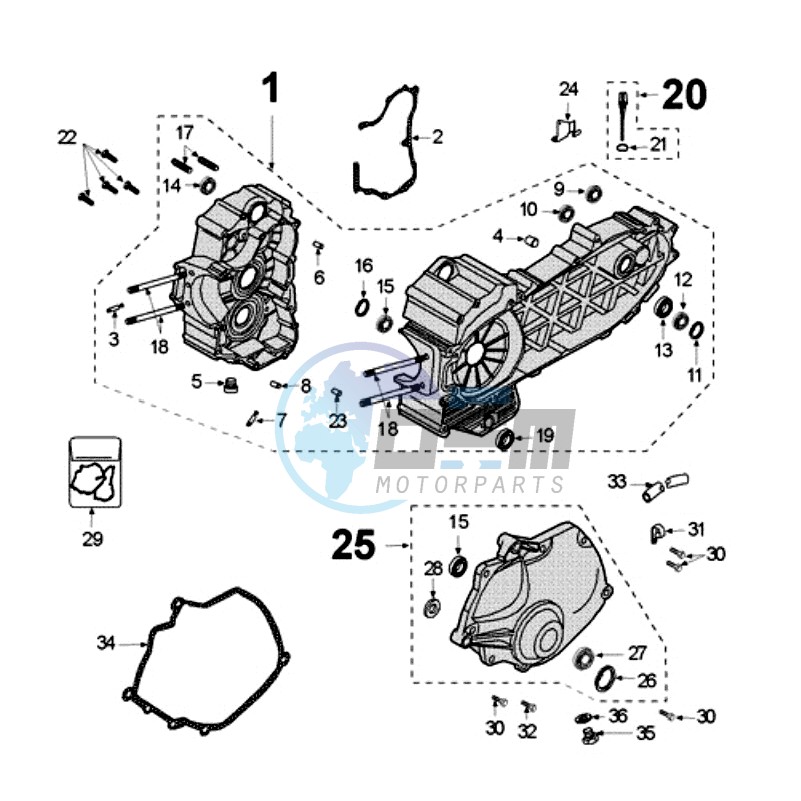 CRANKCASE WITH STRAIGHT EDGE