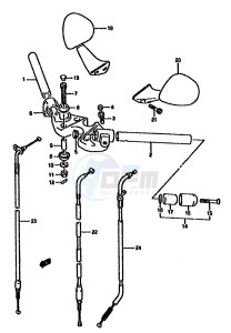 GSX750F (K-T) drawing HANDLEBAR (MODEL K L M N P)