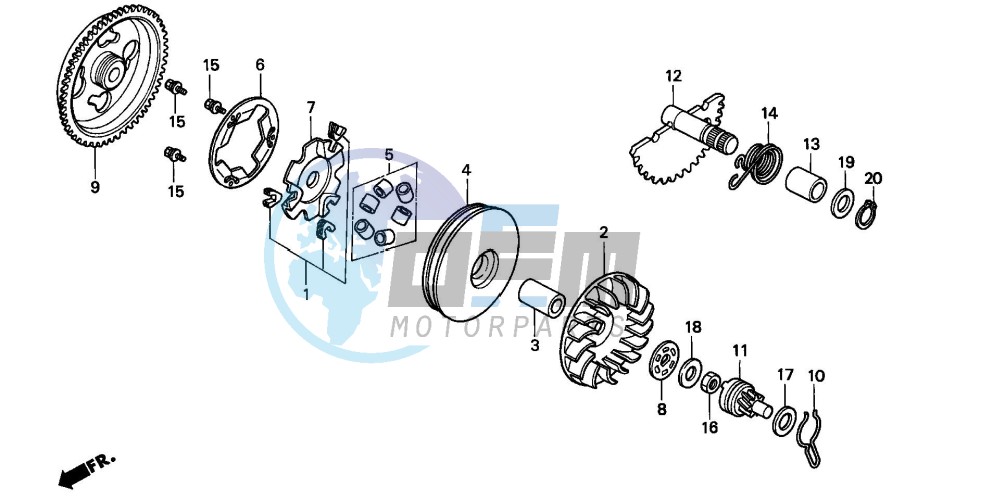 DRIVE FACE/ KICK STARTER SPINDLE