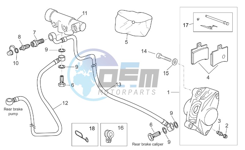 Rear master brake cylinder