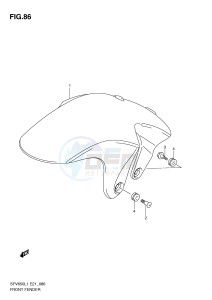 SFV650 (E21) Gladius drawing FRONT FENDER (SFV650UL1 E21)