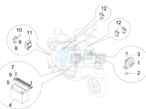 GTV 300 4T 4V ie Touring (USA) USA drawing Remote control switches - Battery - Horn