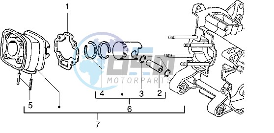 Cylinder-piston-wrist pin assy