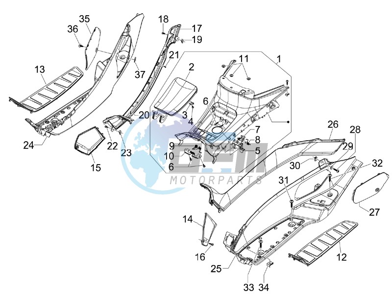 Central cover - Footrests