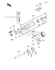 KZ 440 A [LTD] (A2-A4) [LTD] drawing GEAR CHANGE DRUM & FORKS -- 81-83 A2_A3_A4- -