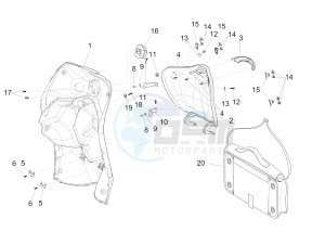 Liberty 125 4t ptt (SL) SL drawing Front glove-box - Knee-guard panel