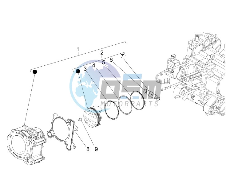 Cylinder-piston-wrist pin unit