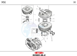 MX-RED 50 drawing ENGINE  CYLINDER PISTON