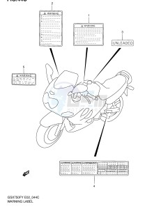 GSX750F (E2) drawing WARNING LABEL (MODEL K2)