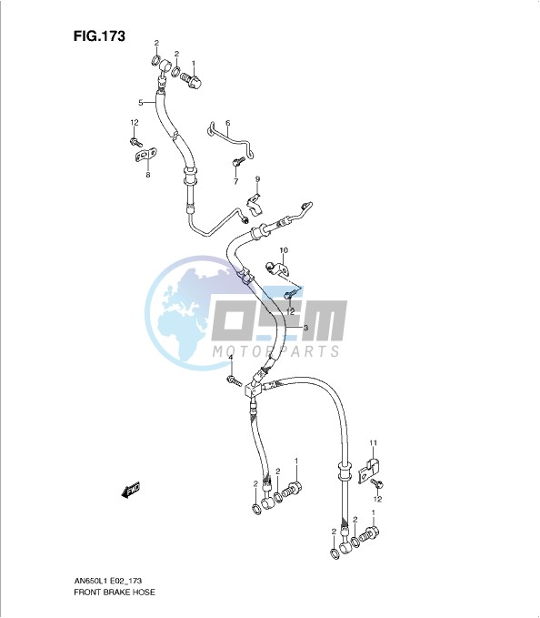 FRONT BRAKE HOSE (AN650AL1 E19)