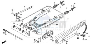 CB250 TWO FIFTY drawing REAR SWING ARM/CHAIN CASE