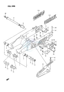 RMX250 (E3) drawing REAR SWINGING ARM (MODEL P R S T)