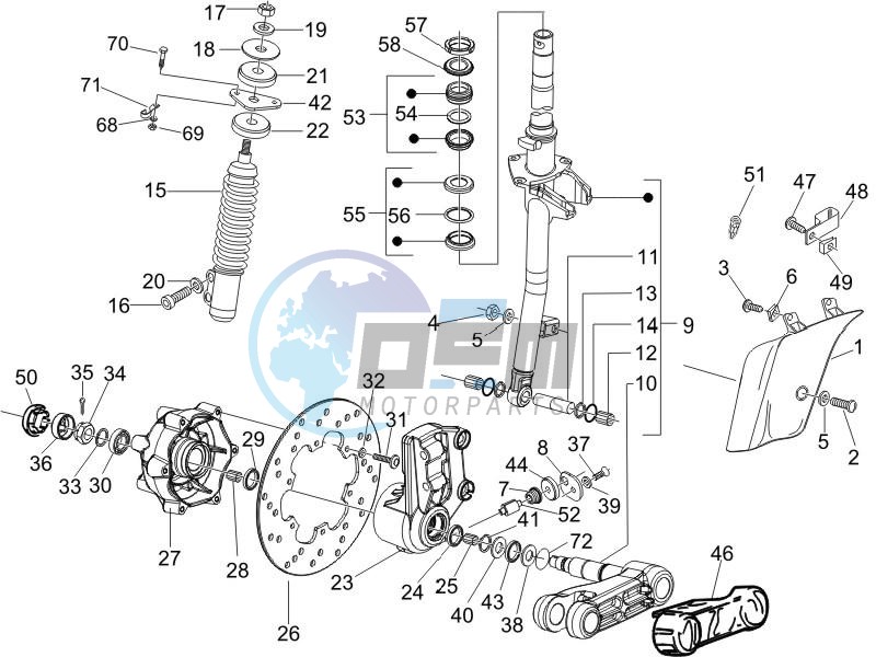 Fork - steering tube - Steering bearing unit