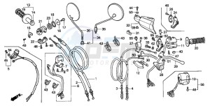 XR600R drawing HANDLE LEVER/SWITCH/CABLE