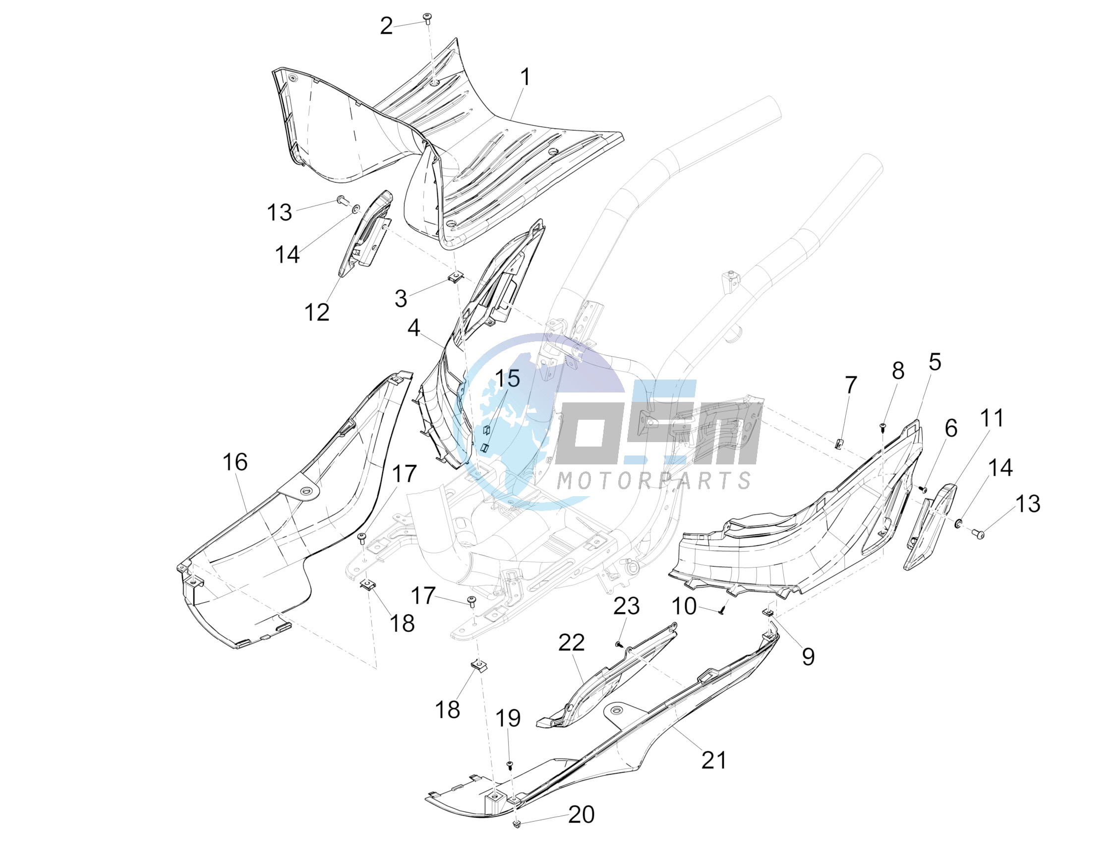 Central cover - Footrests