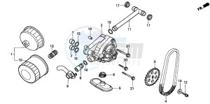 VT750C3 drawing OIL FILTER/OIL PUMP