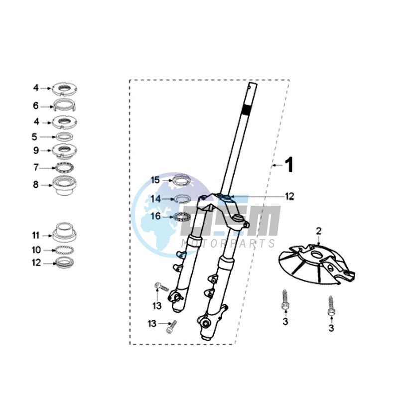 FRONT FORK AND STEERINGHEAD