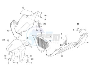 RS4 125 4T (AU, CA, EU, HK, J, RU, S, USA) drawing Front mudguard-Pillar