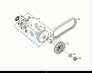 SYMPHONY ST 125 (XL12W1-EU) (E5) (M1) drawing MOVABLE DRIVE FACE ASSY