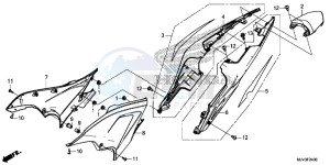 CBR500RAF CBR500R UK - (E) drawing SIDE COVER/REAR COWL