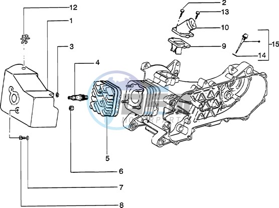 Cylinder head - Cooling hood - Inlet and induction pipe