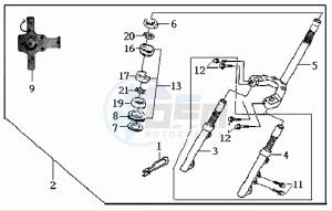 MEGALO 125 E2 drawing FRONT FORK / STEERING CROWN