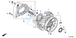 SH300AE SH300AE UK - (E) drawing REAR WHEEL/SWINGARM