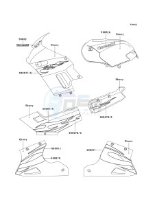 EX 250 F [NINJA 250R] (6F-7F) F6F drawing DECALS-- EBONY- --- F6F- -