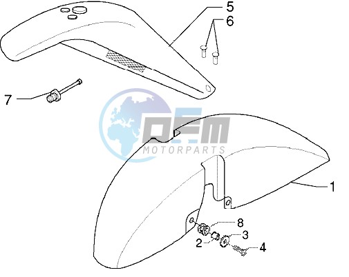 Front and rear mudguard