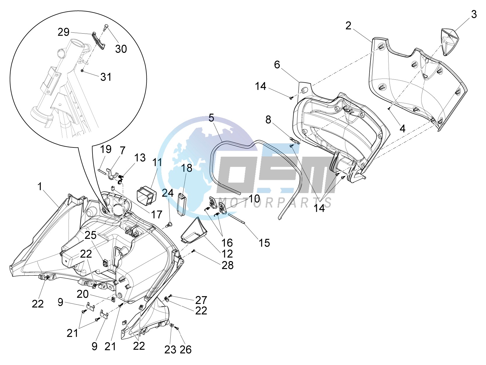 Front glove-box - Knee-guard panel