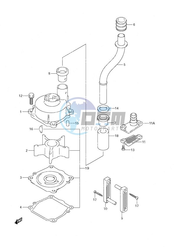 Water Pump DF 140T (S/N 682148 & Older) DF 140Z (S/N 680233 & Older)