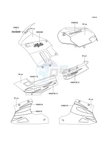 EX 250 F [NINJA 250R] (6F-7F) F7F drawing DECALS-- BLUE- --- F7F- -