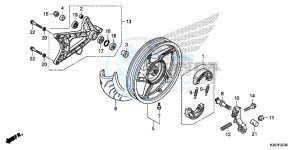 WW125EX2F PCX125 - WW125 UK - (E) drawing 30 REAR WHEEL/SWINGARM