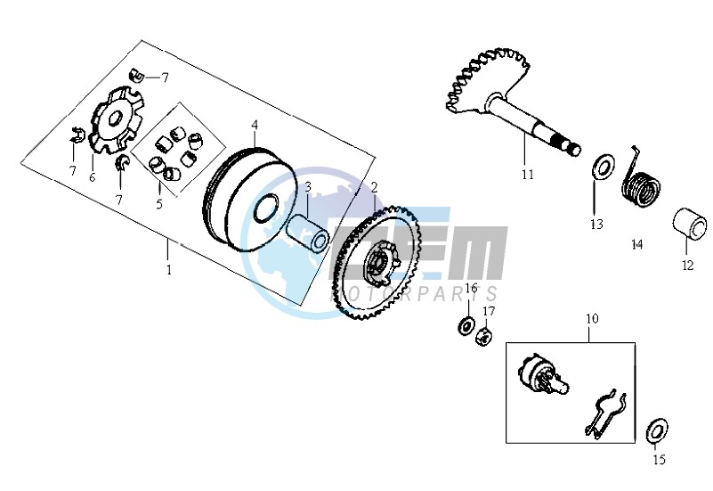 DRIVE PULLEY - GEARED SHAFT