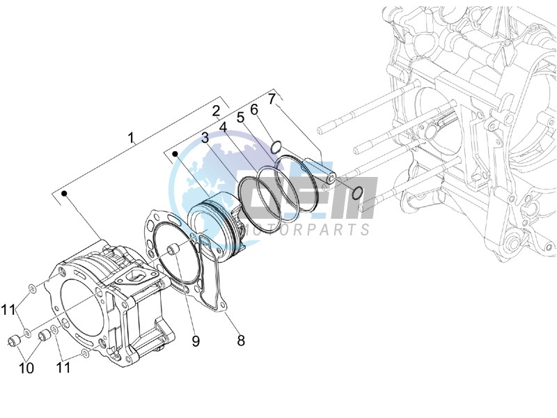 Cylinder-piston-wrist pin unit