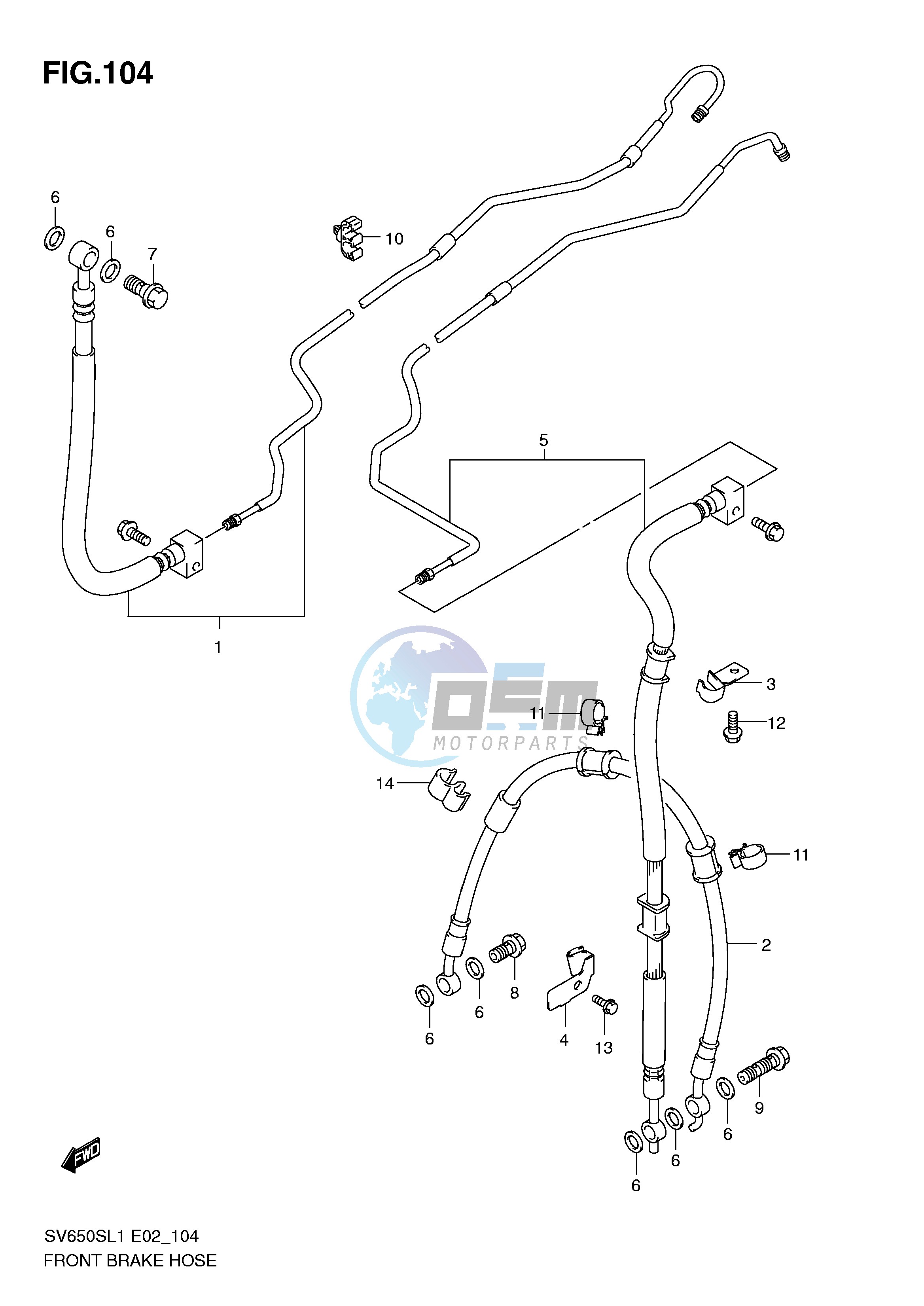 FRONT BRAKE HOSE (SV650SAL1 E24)