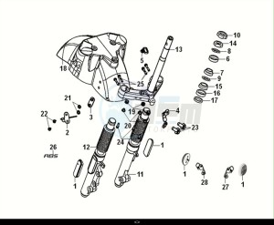 FIDDLE IV 125 (XG12WW-IT) (E5) (M1) drawing STEERING STEM - FRONT CUSHION