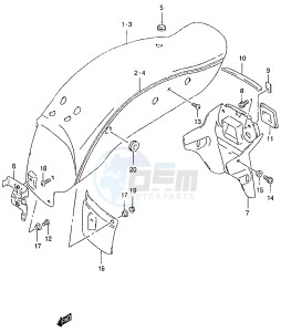 GZ125 (W-X-Y) drawing REAR FENDER (MODEL W X)