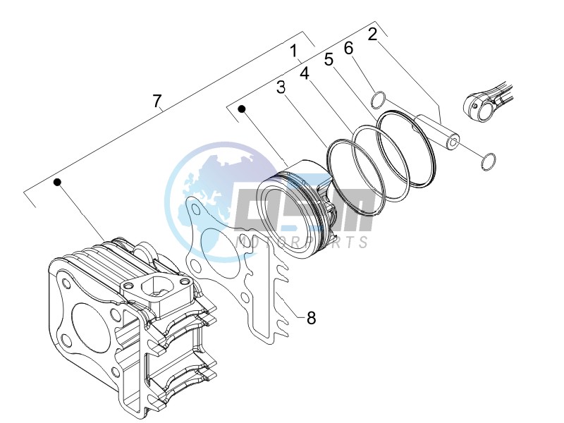 Cylinder - piston - wrist pin unit