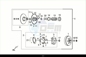 JOYRIDE 300 (LJ30W1-EU) (M2) drawing DRIVEN PULLEY ASSY