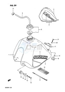 DR200 (E24) drawing FUEL TANK (MODEL G H)