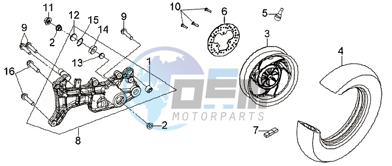 REAR WHEEL - REAR FORK