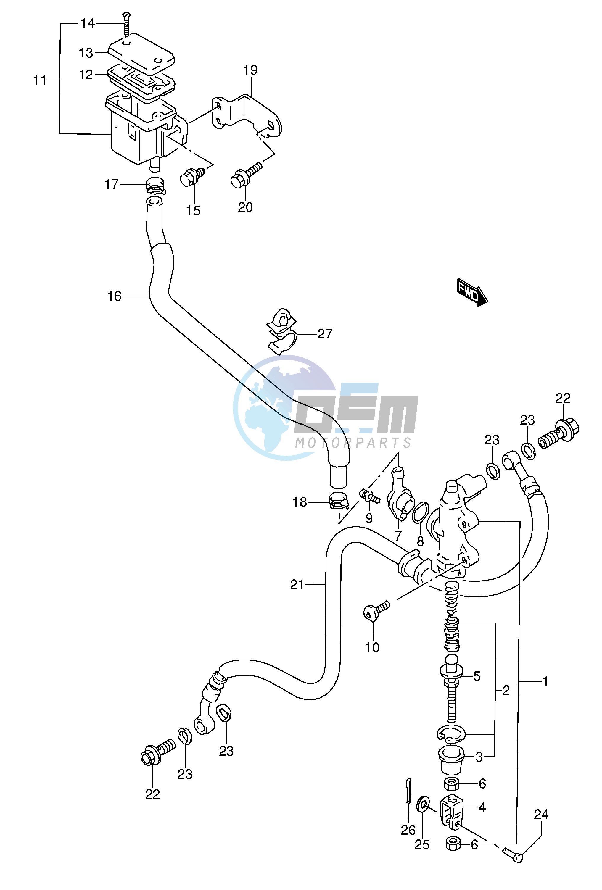 REAR MASTER CYLINDER (MODEL S T V W)